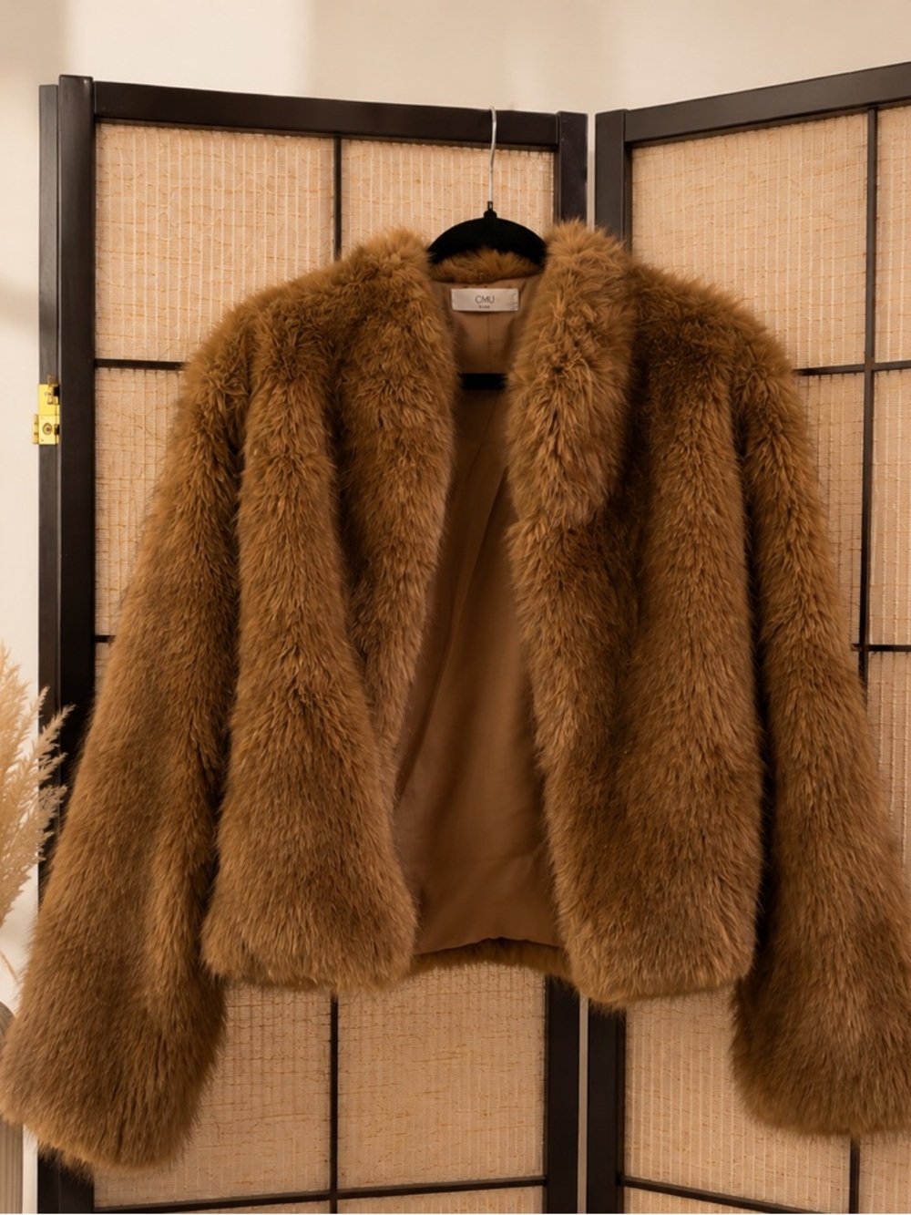 NEW Brown Cropped Faux Fur Jacket